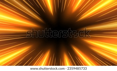 Gold Rays Zoom In Motion Effect, Light Color Trails, Vector Illustration