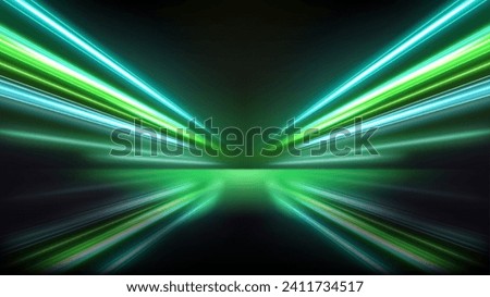 Colorful Light Trails, Perspective Long Time Exposure Motion Blur Effect, Vector Illustration