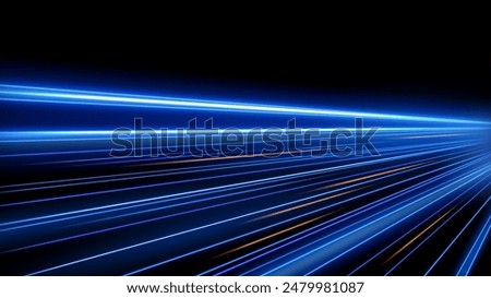 Blue Light Trails, Long Time Exposure Motion Blur Effect, Vector Illustration