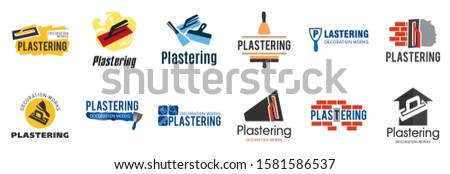 Vector set of plastering finishing company logos Photo stock © 