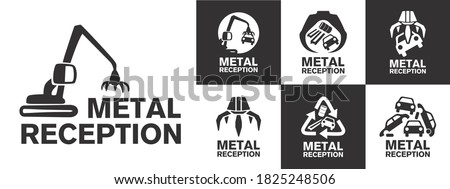 vector logo reception and utilization scrap metal Foto d'archivio © 