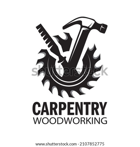 Vector logo of carpentry workshop and woodwork