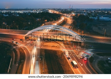 Image, Stock Photo Wroclaw city at night, aerial view