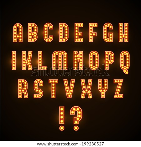 Retro Glowing Font Stock Vector Illustration 199230527 : Shutterstock