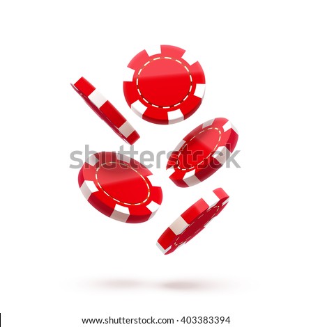 casino red chips isolated on white realistic vector 3d objects 