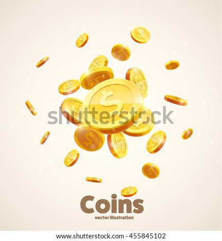 gold coins falling 3d realistic vector coin icon with shadows isolated on white eps 10 