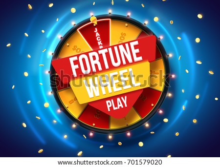 vector illustration of wheel of fortune 3d object isolated on blue background place for text ストックフォト © 