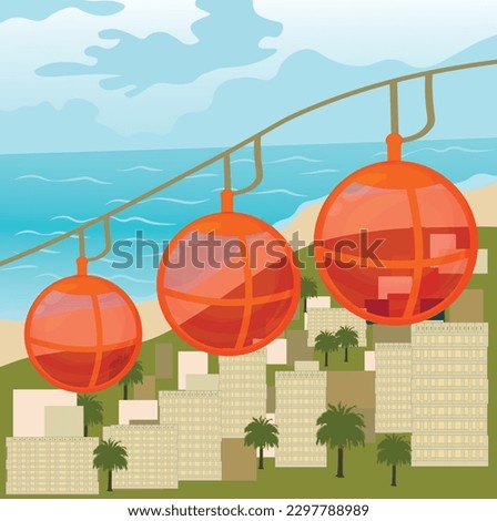 Similar – Image, Stock Photo View of the funicular cableway in the viewpoint of Sugar Loaf.