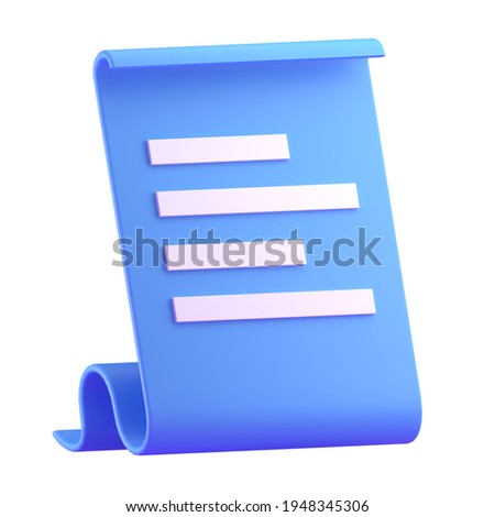 Paper bill of transaction receipt payment icon 3D render illustration