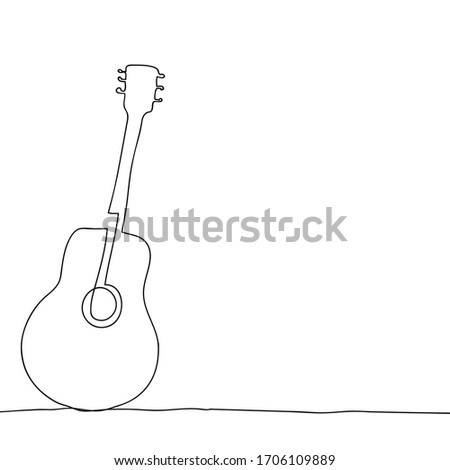 Hand drawn music concept. Poster music concert, festival. Continuous drawing of a single line, vector design template in a linear style. Abstract hand