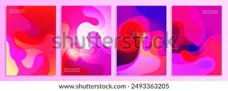 magenta liquid layer cover poster background design set, for cover, poster, magazine, flyer, etc.