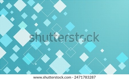 Geometric blue background material composed of squares and lines