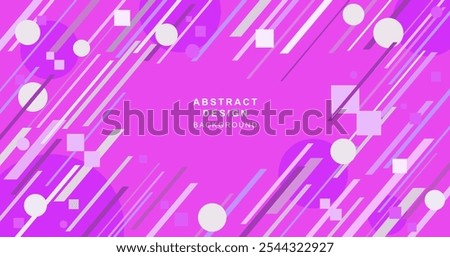 Purple abstract background made up of circles, squares and diagonal lines