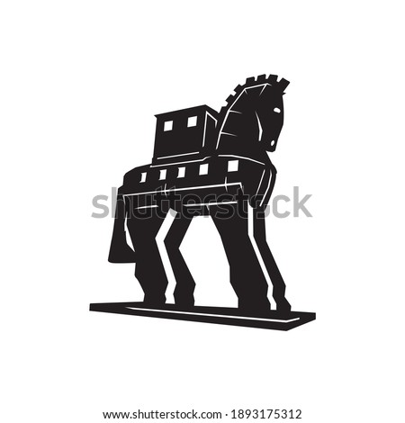 Trojan Horse at Troy icon vector. White background