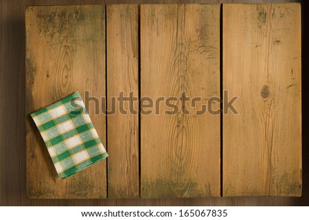 Cookbook background table/Cookbook background. Picnic table with plaid cloth.