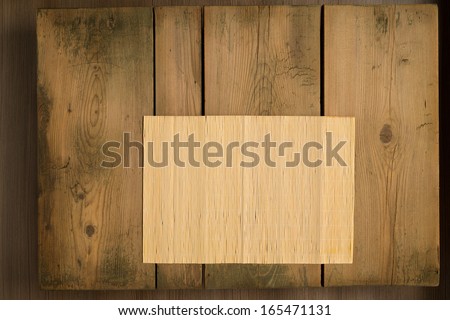 Cookbook background table/Cookbook background. Beige mat on wooden picnic table.