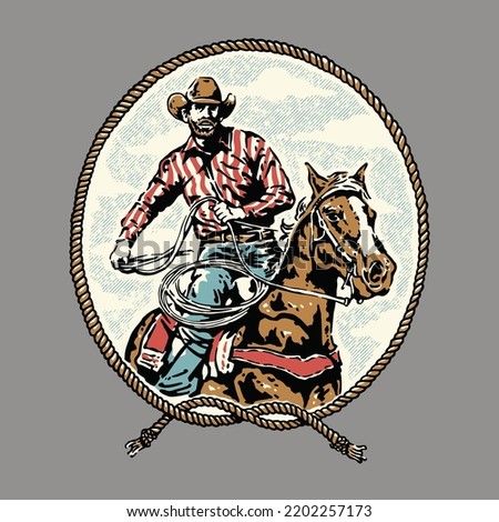 a vintage illustration of a cowboy