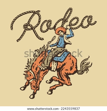 A vintage illustration of rodeo cowboy