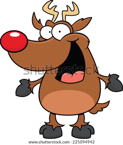 Cartoon Illustration Of A Reindeer With A Happy Expression. - 225094942 ...