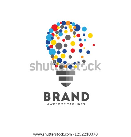 Vector light bulbs with particle dots logo concept. innovation idea technology logo vector