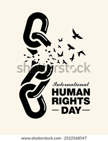 International Human Rights Day, Freedom, Chains That Transform Into Birds vector illustration