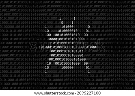 Bug silhouette composed from light 0 and 1 digits over dark binary code surface. Concept of software bug, error or fault in computer program, bug finding and fixing