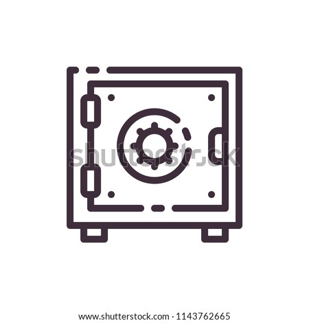 Vector illustration of security concept. Icon of a steel safe. The door is safe with a lock. Reliable Data Protection. Protection of personal information. Long-term savings.