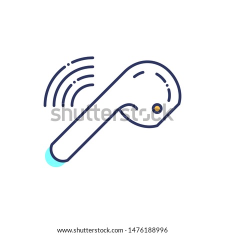 White wireless bluetooth earphones or headphones color line icon. Headset element. Pictogram for web page, mobile app, promo. UI/UX/GUI design element. Editable stroke.
