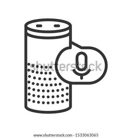 Smart speaker line black icon. Personal voice assistance, talk recognition. Sign for web page, mobile app, button, logo. Vector isolated button. Editable stroke.