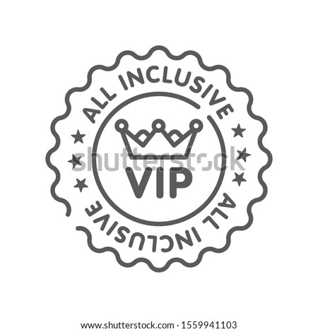 All inclusive sticker line black icon. Vip membership. Exclusive offer from travel agency. Sign for web page, mobile app