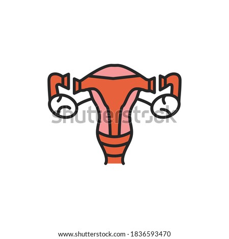 Female sterilization color line icon. Tubal ligation. Permanent contraception and birth control. Pictogram for web page, mobile app.