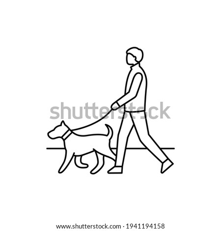 Dog walk black line icon. Pictogram for web page, mobile app, promo. UI UX GUI design element. Editable stroke.