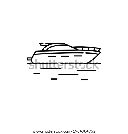 Speedboat color line icon. Isolated vector element. Outline pictogram for web page, mobile app, promo