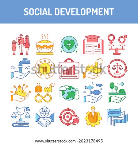 Corporate social responsibility sign. Sustainable Development Goals illustration. SDG signs. Pictogram for ad, web, mobile app, promo. Vector illustration element.