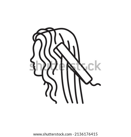 Straightening hair color line icon. Beauty industry. Hairdresser service. Pictogram for web page, mobile app, promo.