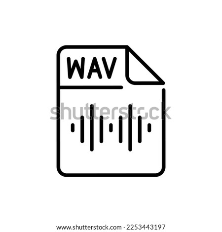 WAV file color line icon. Format and extension of documents.