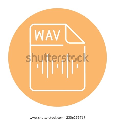 WAV file color line icon. Format and extension of documents.