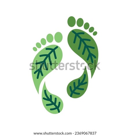 Green step color flat icon. Eco friendly. Zero carbon footprint