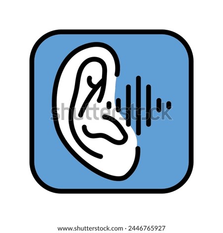 Assistive listening color line icon. Hearing aid. Vector isolated element. Editable stroke.