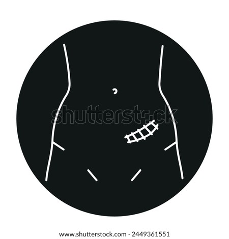 Rutherford morrison incision line icon. Abdominal incisions. Vector isolated element. Editable stroke.