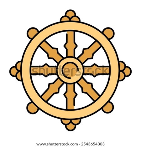 Dharma line icon. Dharmachakra in Buddhism. Vector isolated element. Editable stroke.