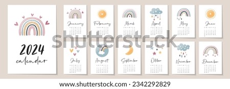 Calendar 2024. Yearly Planner with all Months.
