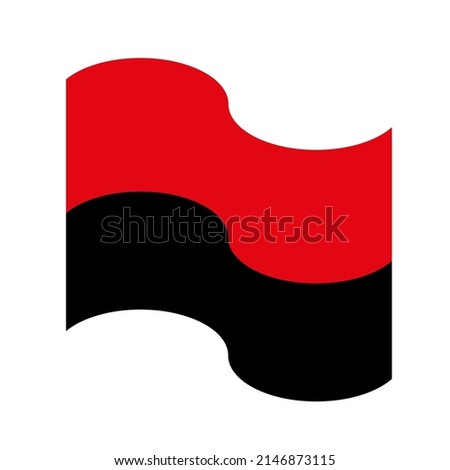 Oun upa flag vector drawing, color red and black flat style