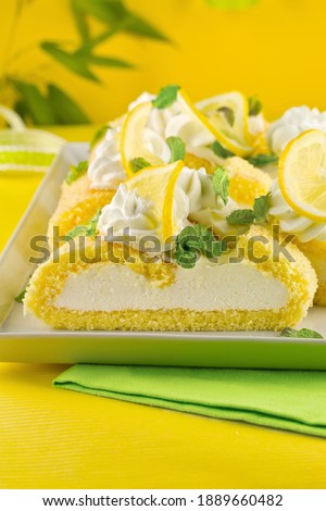 Similar – Image, Stock Photo Lemon balm in front of dot tablecloth