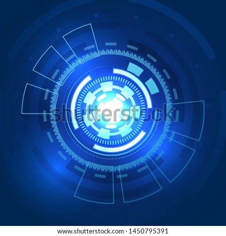 Futuristic energy reactants in a HUD style on a blue background. Hi-tech gadget. Futuristic user interface element. Abstract futuristic Background. Vector illustration