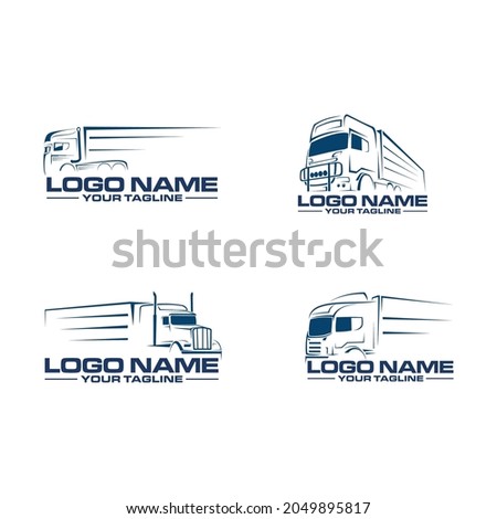 semi truck line art logo