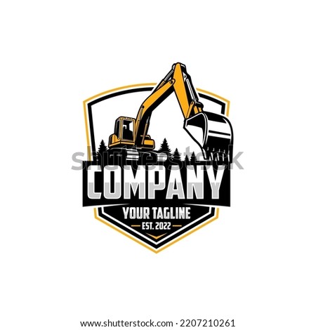 excavator logo, bucket logo heavy, equipment vehicle 