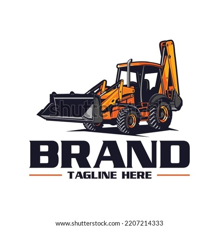 Backhoe Loaders logo Tractor with bucket logo