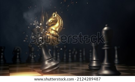 Shot of CHESS concept gold and si king surrounded with SILVER and GOLD chess pieces on game competition,chess battle, victory, success, team leader, teamwork, business strategy concept.3d rendering. Сток-фото © 