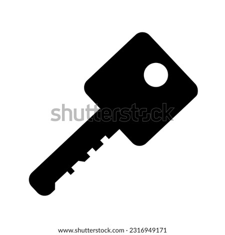 Black silhouette key. New house or car. Vector illustration isolated on white background